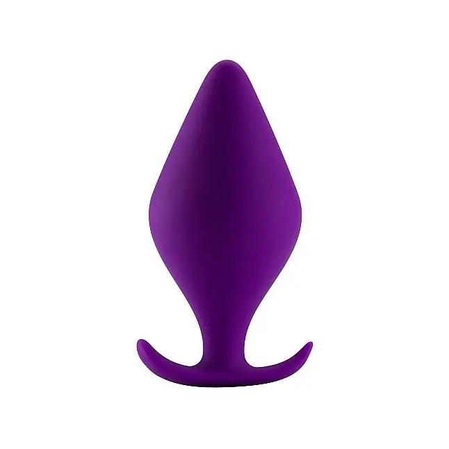 Фиолетовая анальная пробка Butt Plug with Handle Large - 13,1 см. - Shots Toys