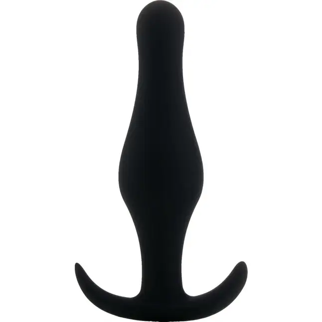 Чёрная анальная пробка Butt Plug with Handle Medium - 12,6 см - Shots Toys