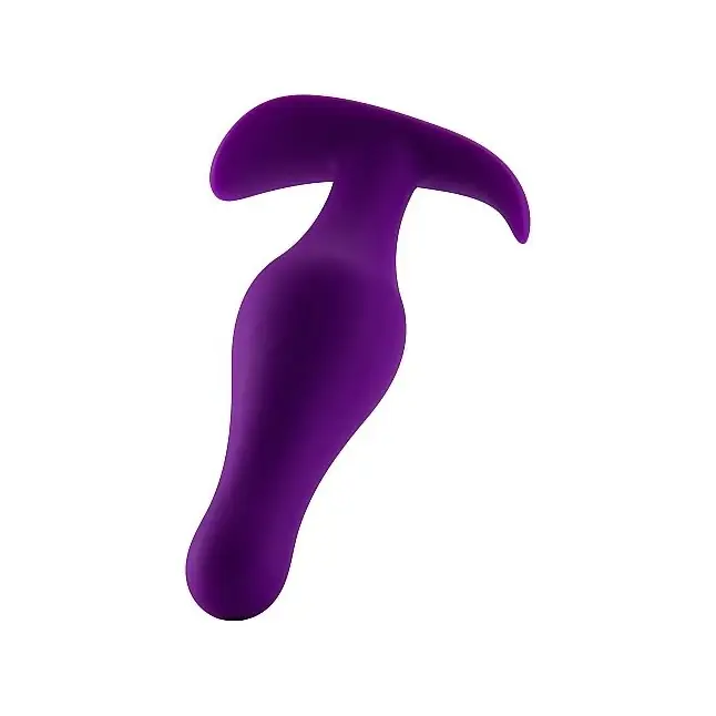 Фиолетовая малая анальная пробка Butt Plug with Handle Small - Shots Toys. Фотография 2.