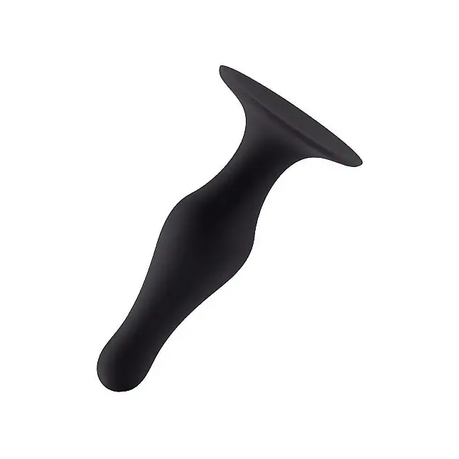 Чёрная фигурная анальная пробка Butt Plug with Suction Cup Large - Shots Toys. Фотография 2.