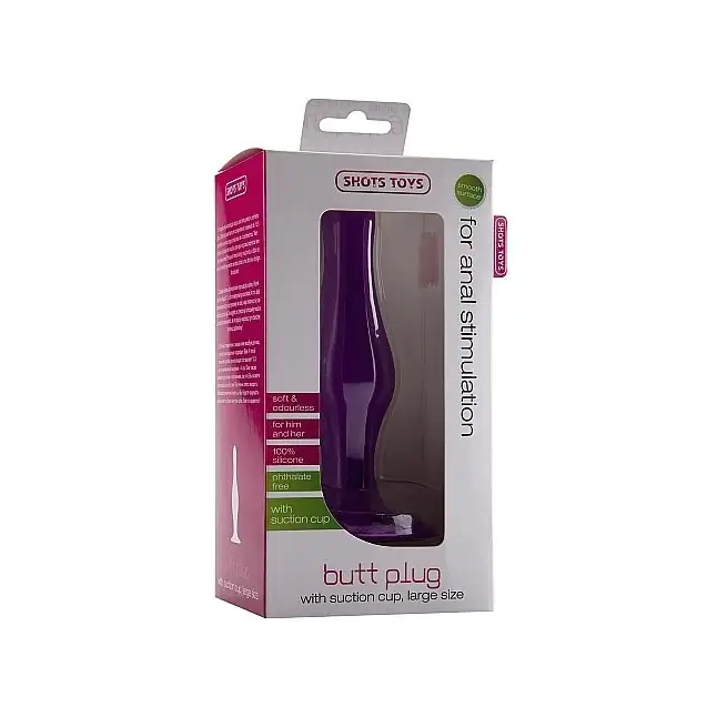 Фиолетовая фигурная анальная пробка Butt Plug with Suction Cup Large - Shots Toys. Фотография 3.