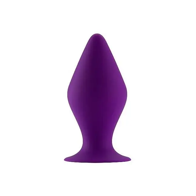Фиолетовая средняя анальная пробка Butt Plug with Suction Cup Medium - Shots Toys