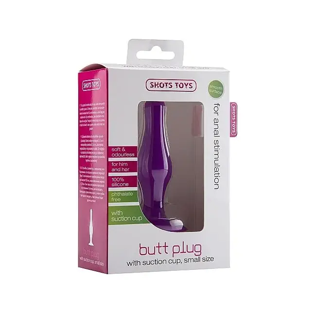 Фиолетовая анальная пробка Butt Plug with Suction Cup Small - Shots Toys. Фотография 3.