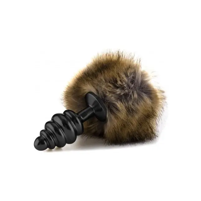 Чёрная анальная пробка с коричневым хвостиком Extra Feel Bunny Tail Buttplug - Ouch!