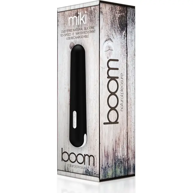 Гладкий чёрный вибромассажер Miki - 16,2 см - Boom. Фотография 2.