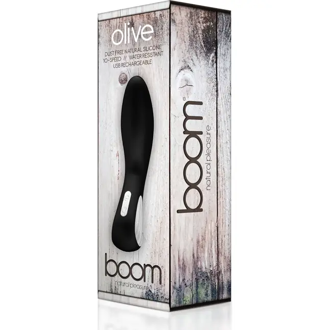 Чёрный вибромассажер со стимуляцией точки G Olive - 15,8 см - Boom. Фотография 2.