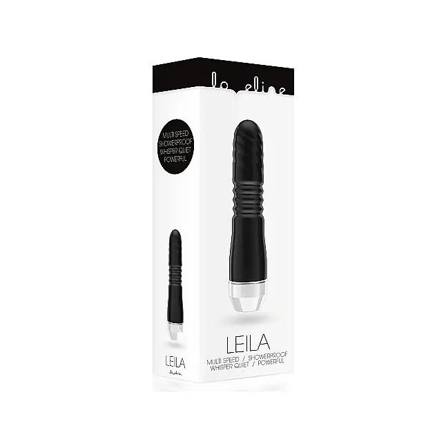Чёрный вибратор Leila с рёбрышками посередине - 15 см - Loveline. Фотография 3.