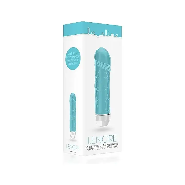 Бирюзовый вибратор Lenore с тонкими венками - 14,5 см - Loveline. Фотография 3.