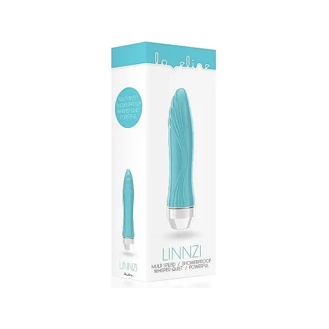 Бирюзовый вибратор Linnzi в форме крыла - 14,8 см - Loveline. Фотография 3.