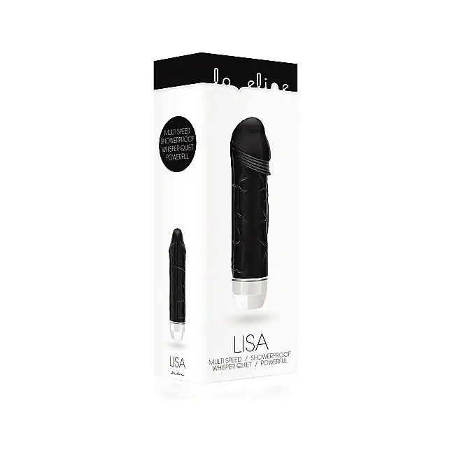 Чёрный фаллический вибратор Lisa - 14,7 см - Loveline. Фотография 3.