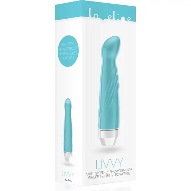 Бирюзовый вибратор Livvy со скошенной головкой - 15,5 см - Loveline. Фотография 3.