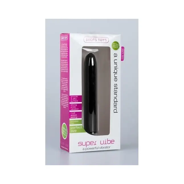 Чёрный классический вибратор Super Vibe - 17,2 см - Shots Toys. Фотография 2.