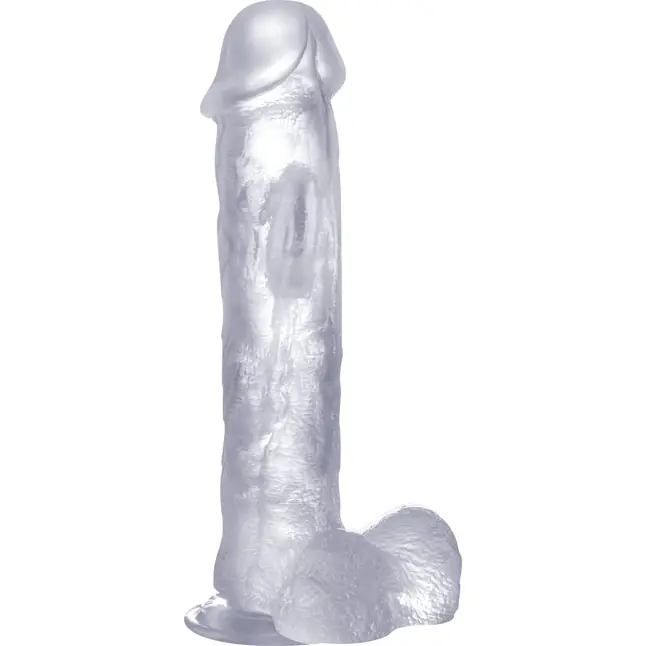 Прозрачный вибратор-реалистик Vibrating Realistic Cock 11 With Scrotum - 29,5 см - RealRock. Фотография 2.