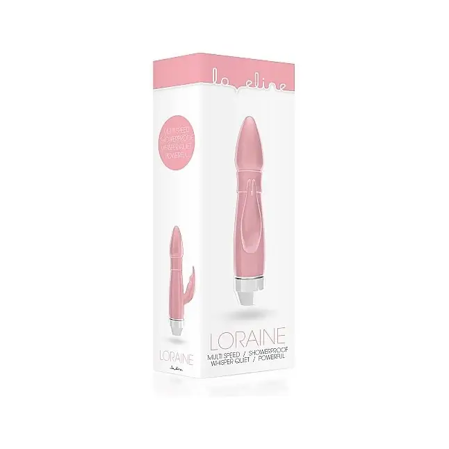 Розовый вибратор Loraine со стимулятором клитора - 16,2 см - Loveline. Фотография 3.