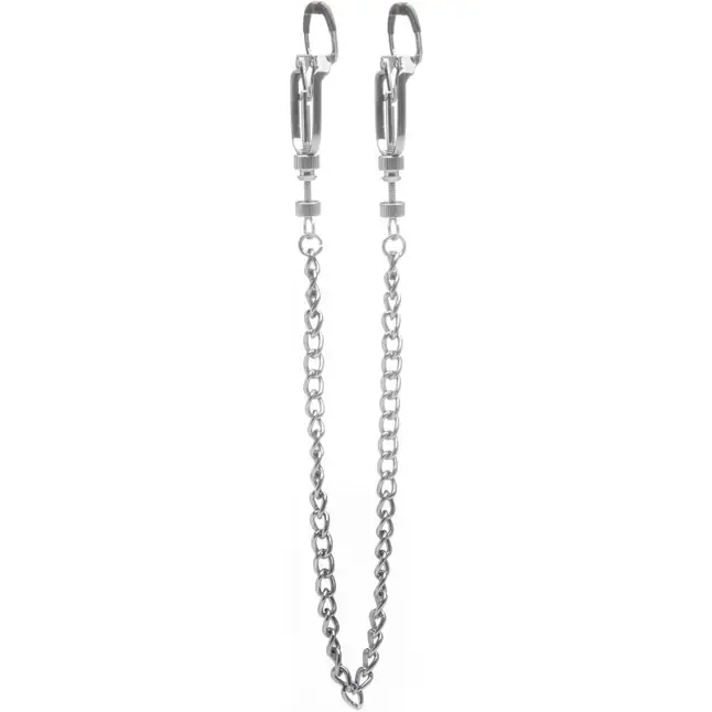 Серебристые зажимы на соски с цепочкой Helix Nipple Clamps - Ouch!