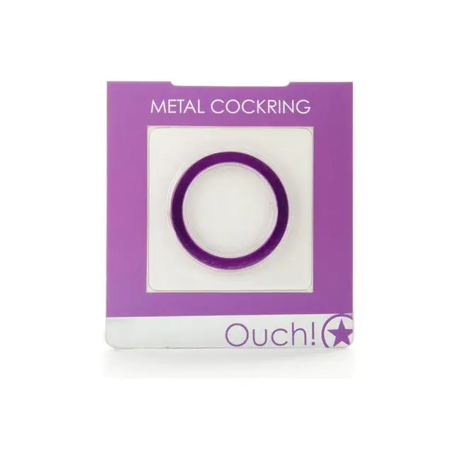 Фиолетовое металлическое эрекционное кольцо Metal Cockring - Ouch!. Фотография 2.