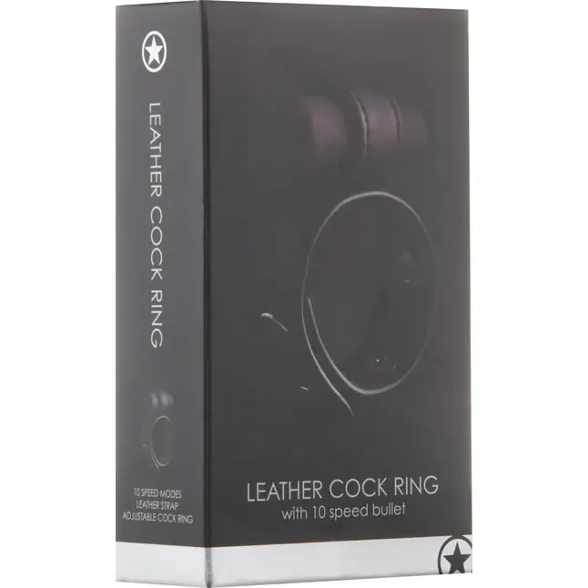 Утяжка на пенис с виброэлементом Leather Cock Ring - Ouch!. Фотография 2.