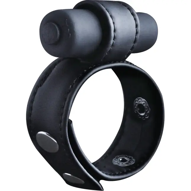 Утяжка на пенис с виброэлементом Leather Cock Ring - Ouch!
