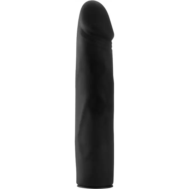 Чёрный страпон Deluxe Silicone Strap On 10 Inch - 25 см - Ouch!. Фотография 2.
