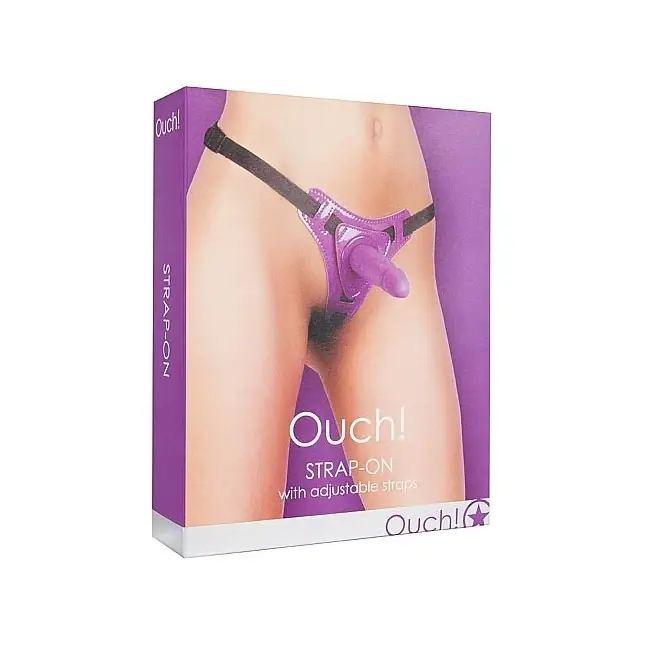Фиолетовый страпон Strap-On Purple - 11 см - Ouch!. Фотография 2.