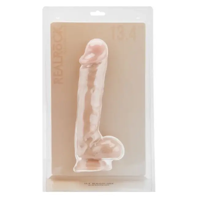 Телесный фаллоимитатор Realistic Cock 13,4 With Scrotum - 34 см - RealRock. Фотография 2.