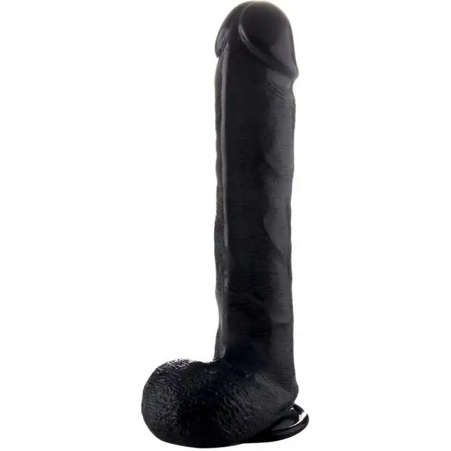 Чёрный фаллоимитатор Realistic Cock 15 With Scrotum - 38 см - RealRock