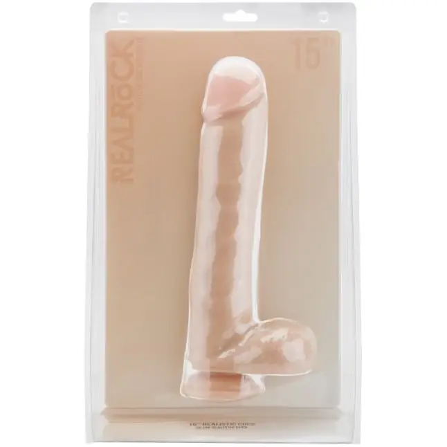 Телесный фаллоимитатор Realistic Cock 15 With Scrotum - 38 см - RealRock. Фотография 2.
