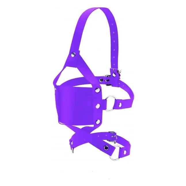Фиолетовый кожаный кляп Leather Mouth Gag - Ouch!. Фотография 3.