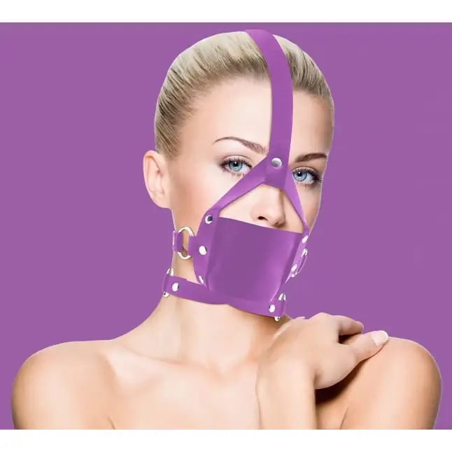 Фиолетовый кожаный кляп Leather Mouth Gag - Ouch!
