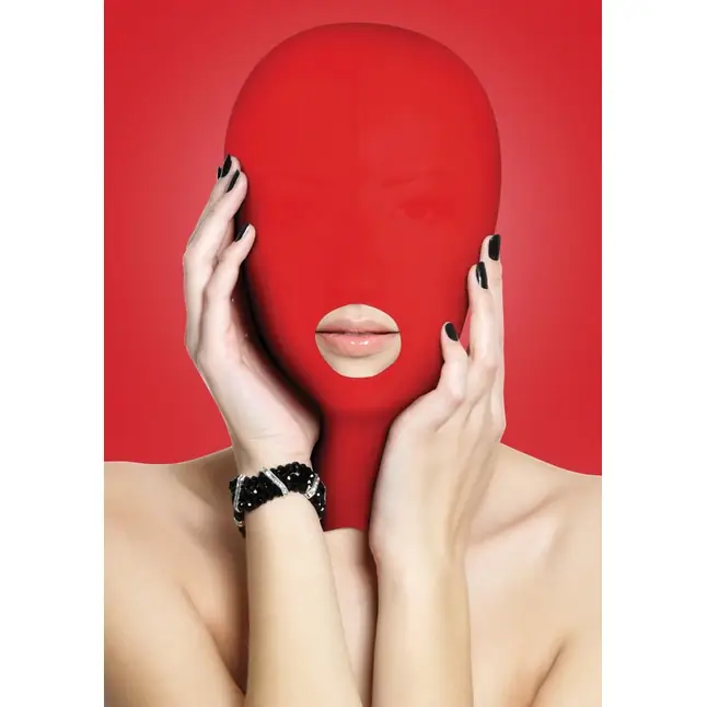 Красная маска на голову с прорезью для рта Submission Mask - Ouch!
