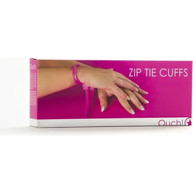 Розовые пластиковые наручники Zip Tie Cuffs - Ouch!. Фотография 2.