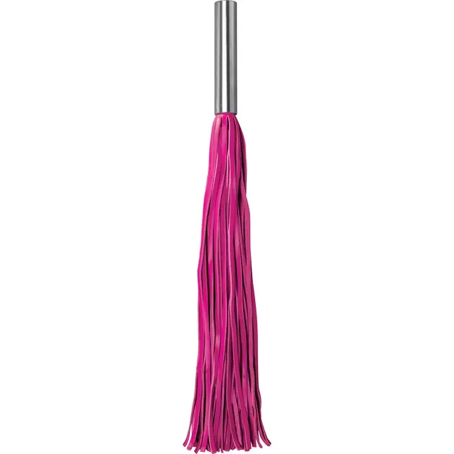 Розовая плётка Leather Whip Metal Long - 49,5 см - Ouch!