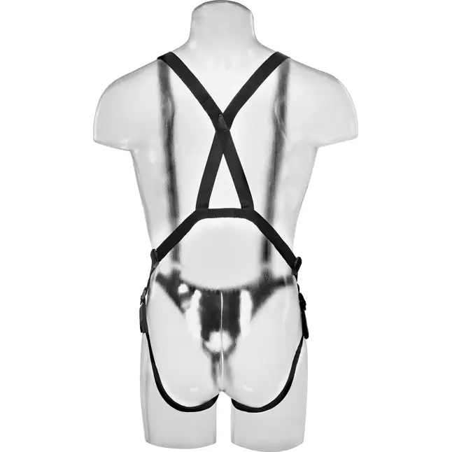 Страпон-система с коричневой насадкой 11 Hollow Strap-On Suspender System - 28 см - King Cock. Фотография 6.