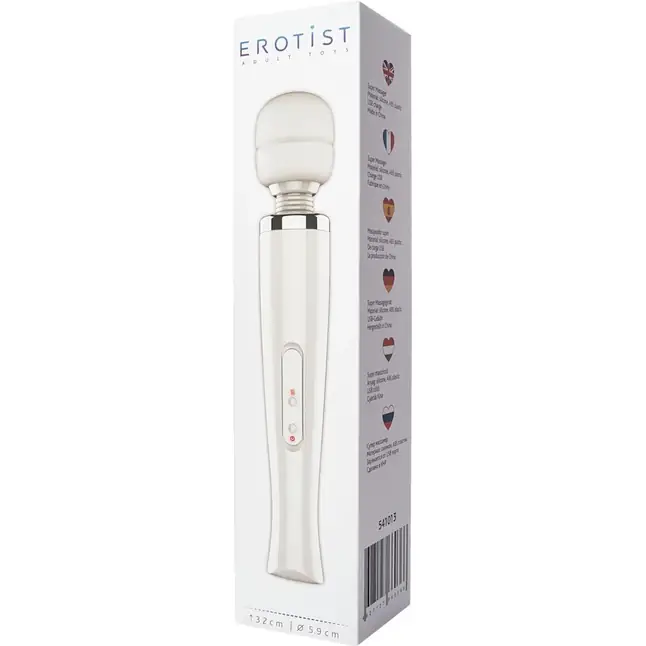 Белый вибратор-жезл Super massager - 32 см. Фотография 2.