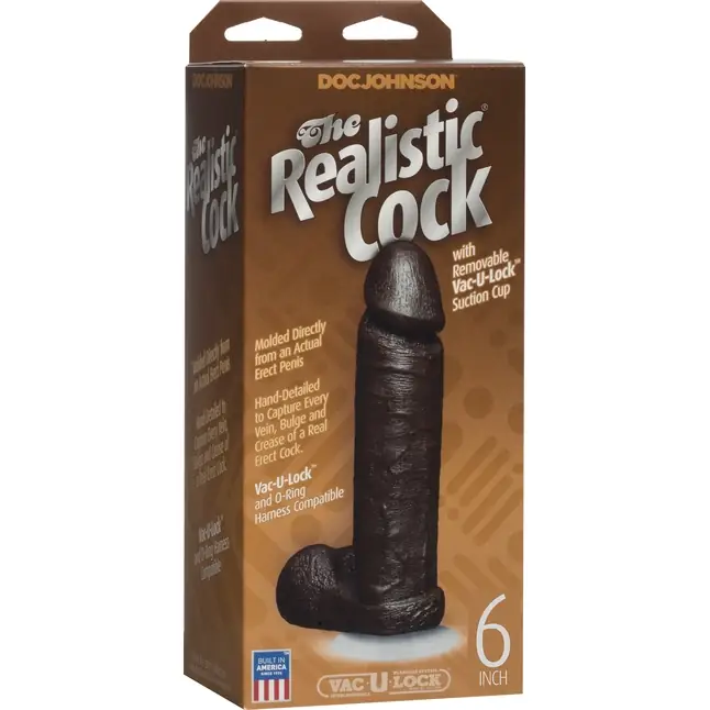 Реалистичный чернокожий фаллос The Realistic Cock 6” with Removable Vac-U-Lock Suction Cup - 19,8 см - The Realistic Cock. Фотография 3.
