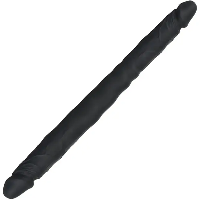 Чёрный двусторонний фаллоимитатор Double Dong Black - 40 см - Bad Kitty. Фотография 3.