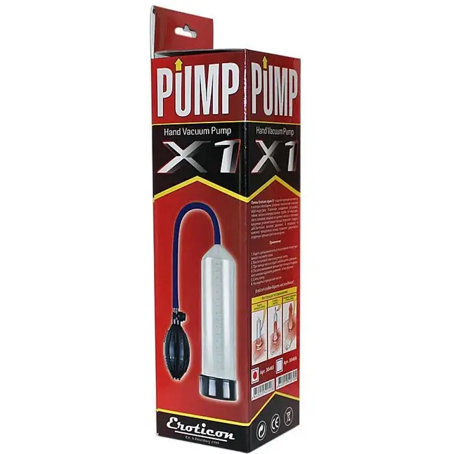 Прозрачная вакуумная помпа Eroticon PUMP X1 с грушей. Фотография 2.