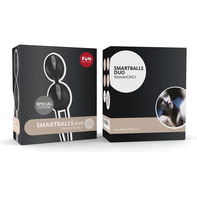 Чёрно-серые вагинальные шарики Smartballs Duo. Фотография 2.