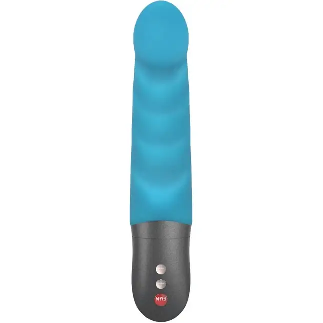 Бирюзовый вибратор Abby G с загнутым кончиком - 18,9 см. Фотография 2.