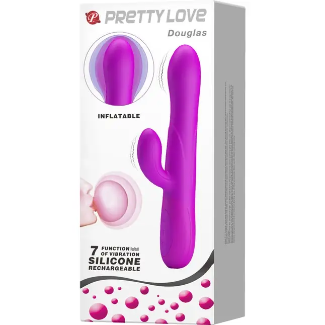 Лиловый вибратор Douglas с клиторальным отростком и функцией расширения - 25 см - Pretty Love. Фотография 5.