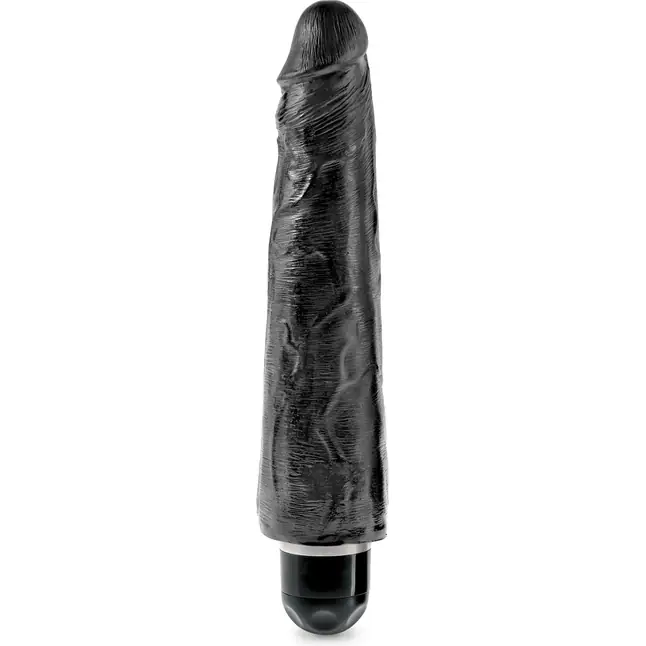 Чёрный вибратор-реалистик 9 Vibrating Stiffy - 27,9 см - King Cock