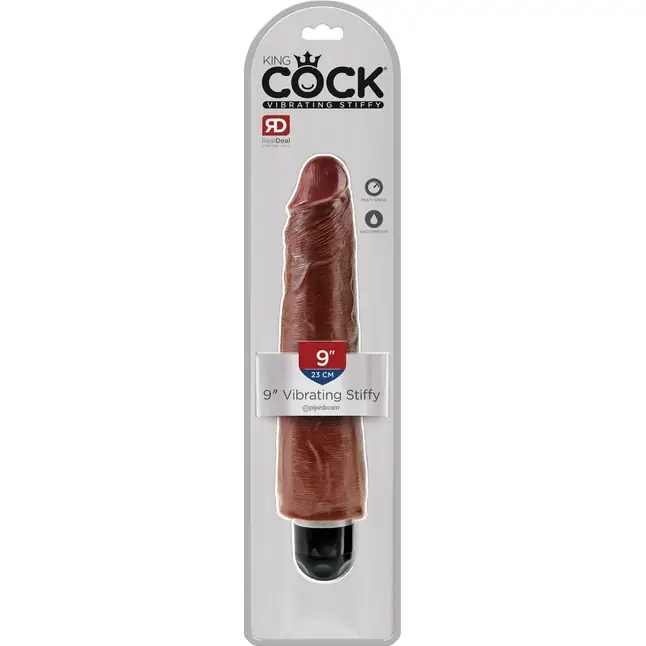 Коричневый вибратор-реалистик 9 Vibrating Stiffy - 27,9 см - King Cock. Фотография 4.