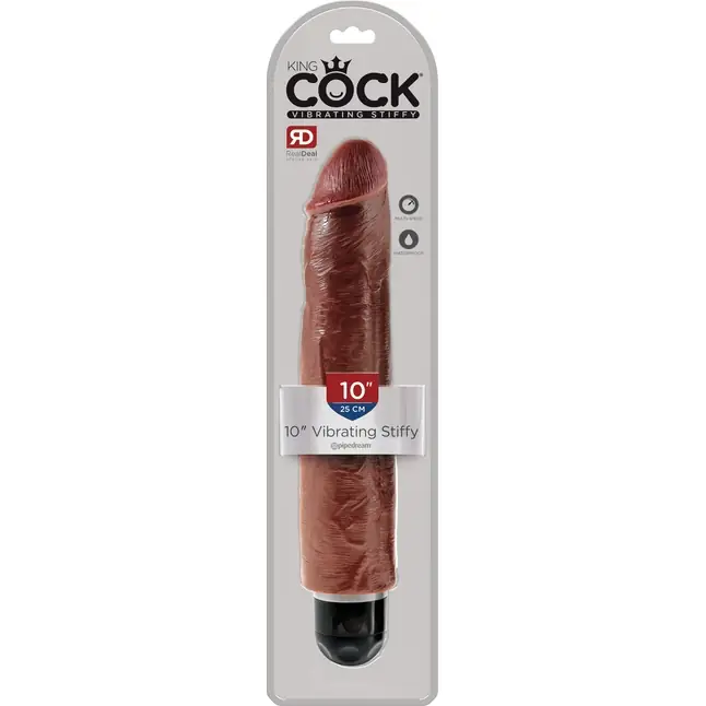 Коричневый вибратор-реалистик 10 Vibrating Stiffy - 30,5 см - King Cock. Фотография 4.