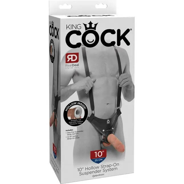 Страпон-система с телесной насадкой 10 Hollow Strap-On Suspender System - 25 см - King Cock. Фотография 7.