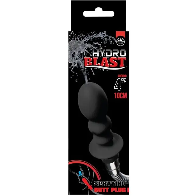 Чёрная насадка для душа HYDROBLAST 4INCH BUTTPLUG SHAPE DOUCHE для анальной стимуляции. Фотография 2.
