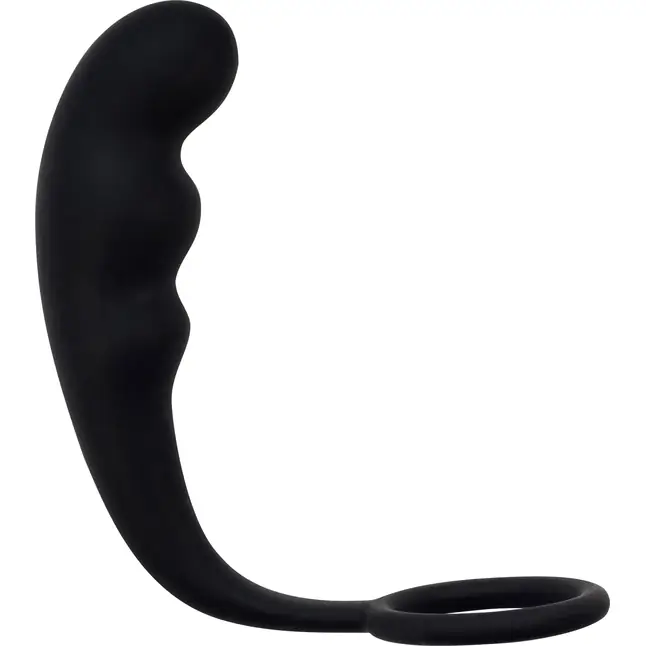 Чёрное эрекционное кольцо с анальным стимулятором Mountain Range Anal Plug - Back Door Collection. Фотография 2.