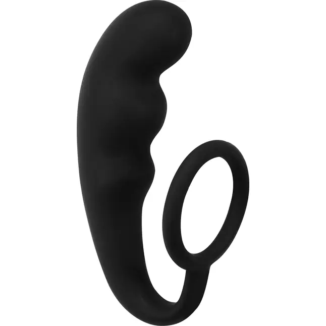 Чёрное эрекционное кольцо с анальным стимулятором Mountain Range Anal Plug - Back Door Collection