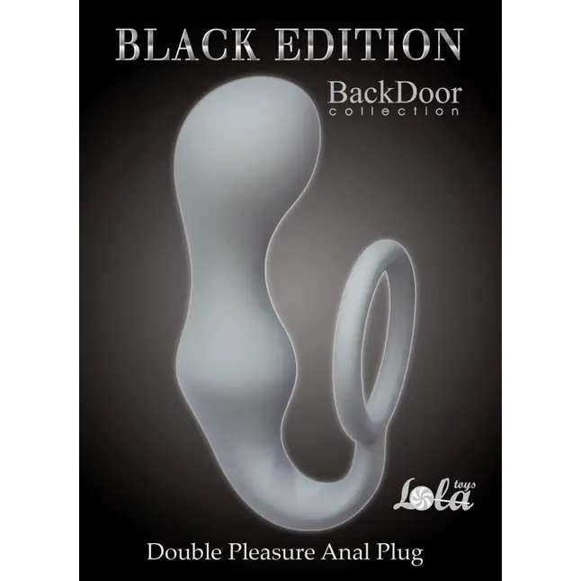Серое эрекционное кольцо с анальной пробкой Double Pleasure Anal Plug - Back Door Collection Black Edition. Фотография 4.