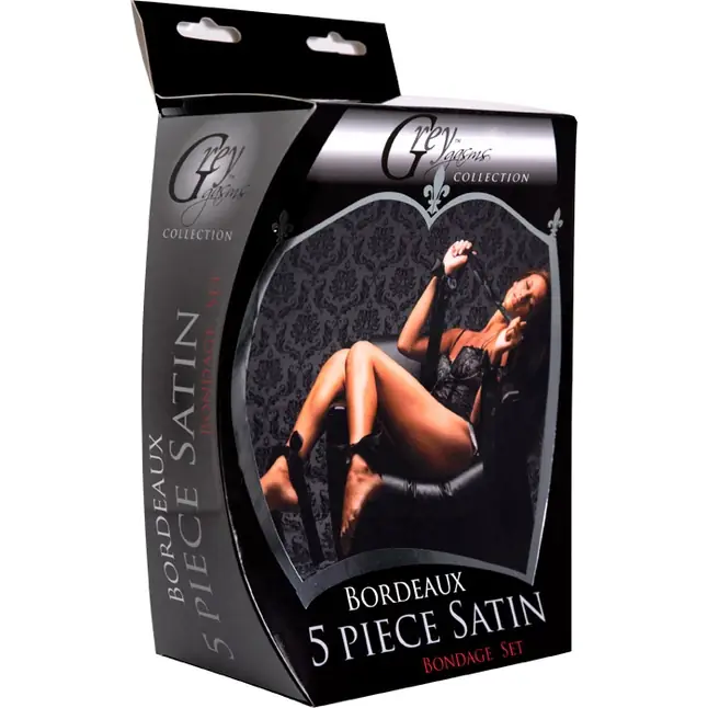 Бондажный набор из сатиновых лент Bordeaux 5 Piece Satin Bondage Set - GreyGasms. Фотография 3.