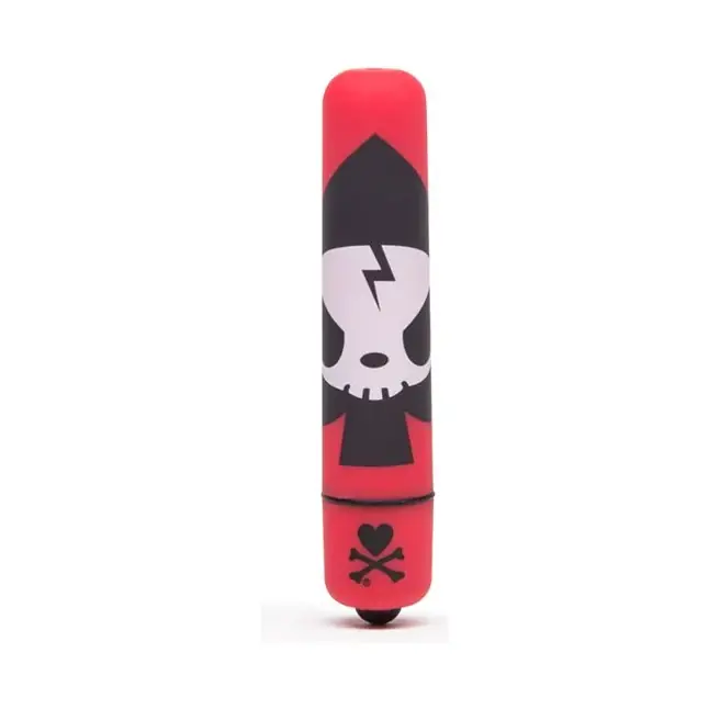 Красная вибропуля с принтом MINI BULLET VIBRATOR ACE